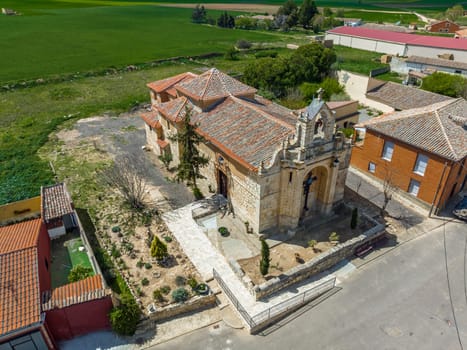 Aerial view of the Church of San Cucufate in Villardefrades Province of Valladolid Spain
