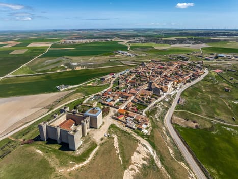 Panoramic aerial view of Montealegre de Campos Province of Valladolid Spain west view