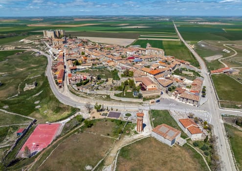 Panoramic aerial view of Montealegre de Campos Province of Valladolid Spain