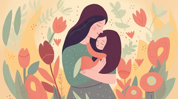 Mother's day flat design, Generative AI, AI generated