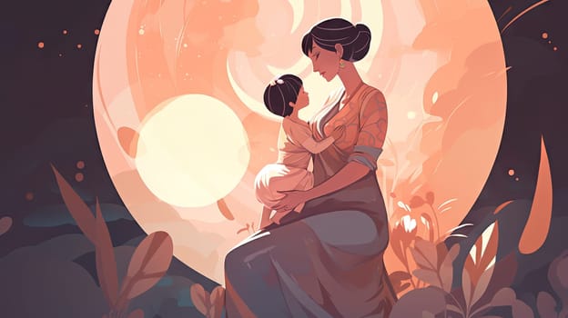 Mother's day flat design, Generative AI, AI generated