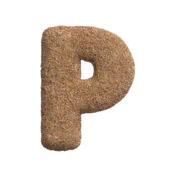 Sand letter P - Capital 3d beach font isolated on white background. This alphabet is perfect for creative illustrations related but not limited to Holidays, travel, ocean...