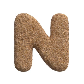 Sand letter N - Uppercase 3d beach font isolated on white background. This alphabet is perfect for creative illustrations related but not limited to Holidays, travel, ocean...