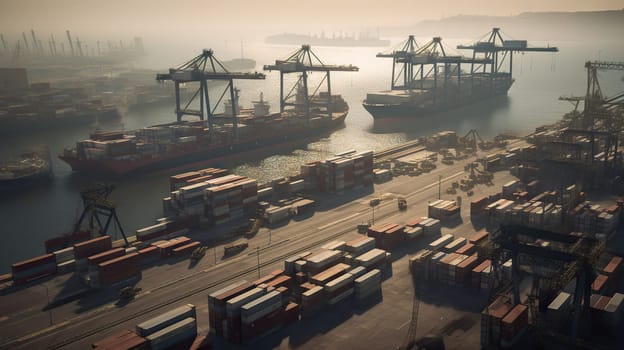 international trade and commerce - containers on seaport - Generative AI - AI generated