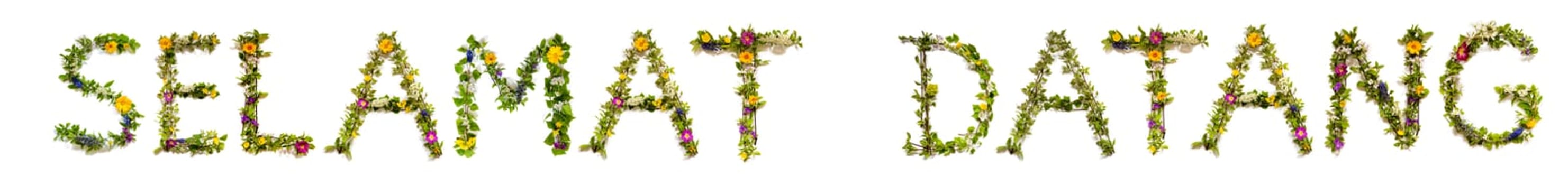 Colorful Flowers Building English Text Relax, Some Green And Some Spring Flowers on Isolated White Background, Symbolic Meaning, Quote