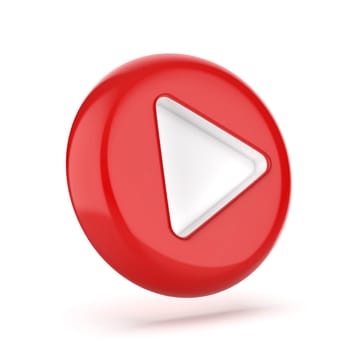 Red play button on white background