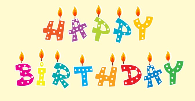 Candles with the words happy birthday