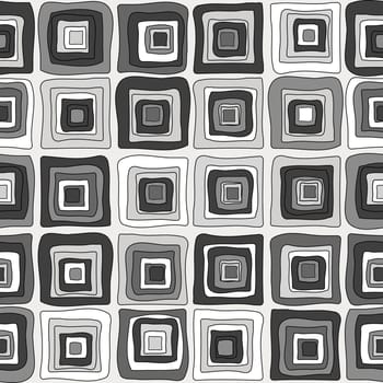 Geometric background with concentric squares in doodle style