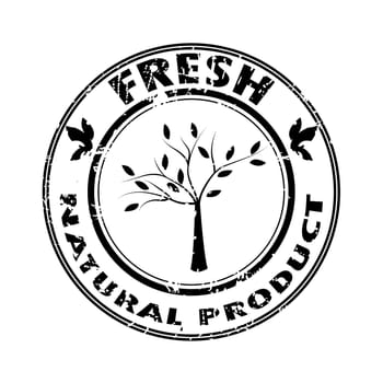Fresh and Natural Product  stamp with tree
