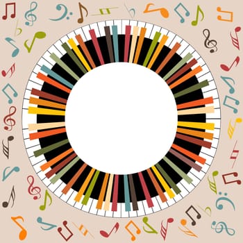Retro musical background with abstract  piano keyboard