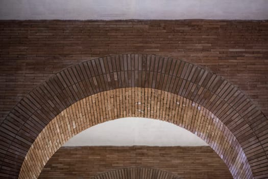 Merida, Spain - Sept 4th, 2018: National Museum of Roman Art in Merida, Spain. Crypt. Detail of architectural arches and bricks