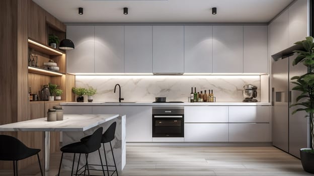 Sleek and modern kitchen - Generative AI - AI generated