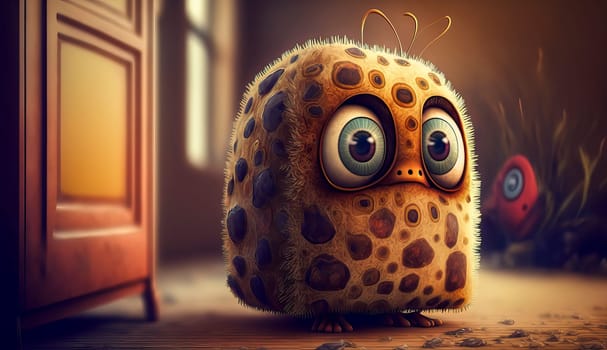 AI Generated illustration from little cute monster with warm light