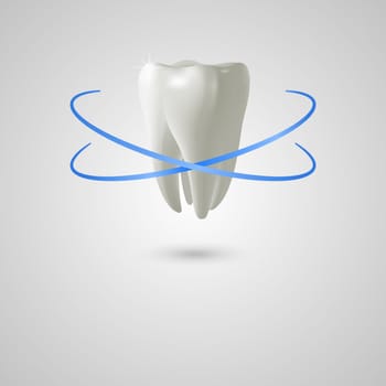 Dental care background wit realistic tooth. Vector illustration.