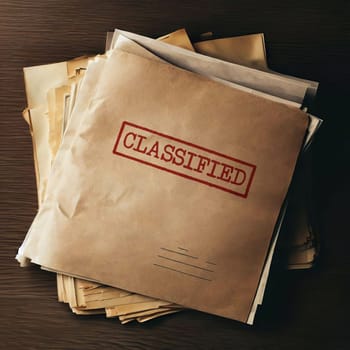 Close up of classified document papers