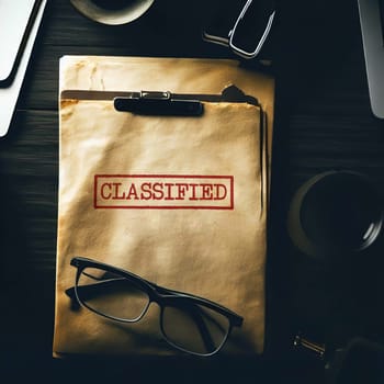 Close up of classified document papers