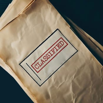 Close up of classified document papers