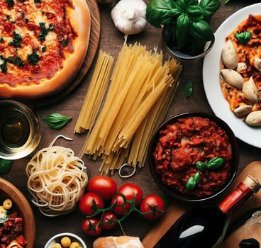 Delicious Italian Food Top View dolly shot