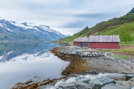 scenic landscapes of the northern Norwegian fjords in spring .