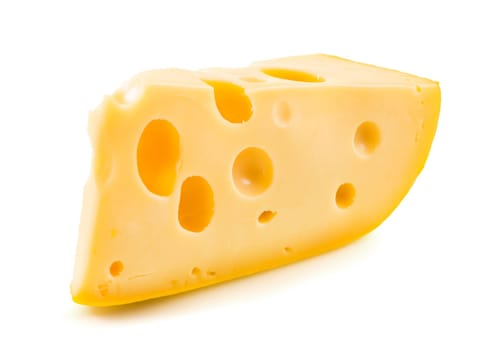 Swiss cheese over white background