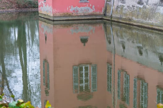 Water reflection from an old water castle near Düsseldorf Kaiserswerth.