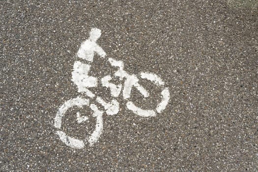 Marking as an indication on a bicycle path on the outskirts of the village of Duernstein in Austria