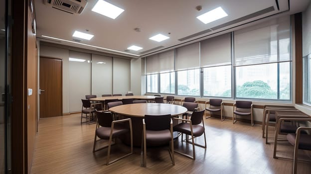 Modern office meeting room interior, generative ai
