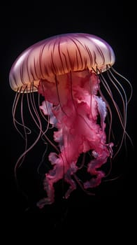 Magical shining jellyfish underwater in the dark, generative ai