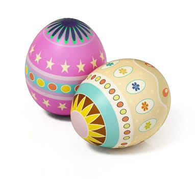 Easter eggs isolated on white background. 3D illustration.