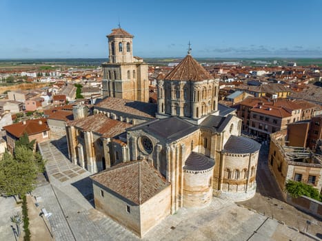 Aerial view of the Collegiate Church of Santa Maria la Mayor in the city of Toro Province of Zamora Spain, View of apses