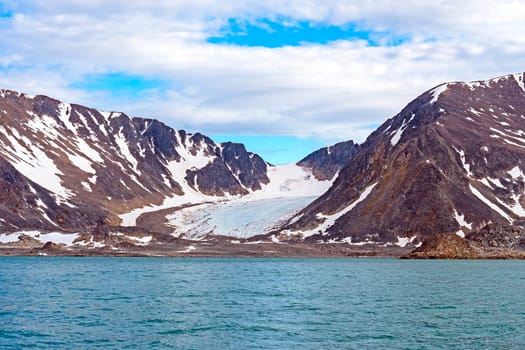 Retreating Glacier in the High Arctic in the Svalbard Islands in Norway