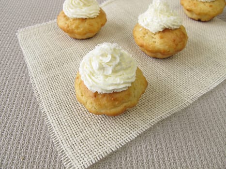 Coconut cupcakes with cream hood