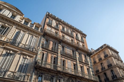 Old facade in the Quarter of the Antiquaires in Marseille,France