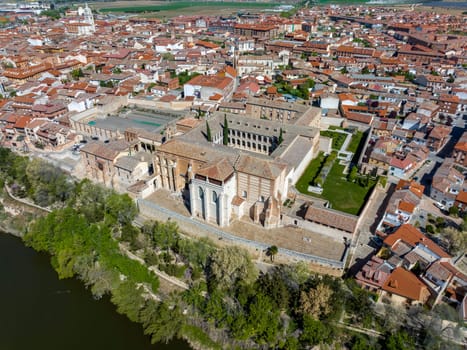 Aerial view real Monastery of Santa Clara in Tordesillas Province of Valladolid Spain