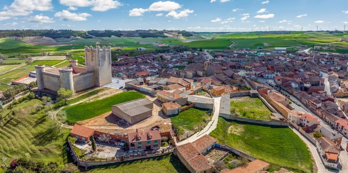 Castle Communards Torrelobaton in Valladolid Spain. Declared Historical Heritage in 1949. panoramic view of the city