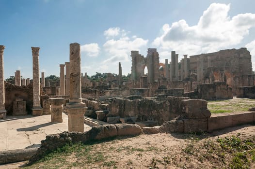 Archaeological site of Leptis Magna, Libya - 10/30/2006:  The Baths of Hadrian  in the ancient Roman city of Leptis Magna.