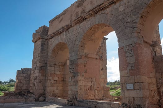 Archaeological site of Leptis Magna, Libya - 10/30/2006:  The caldarium of the Baths of Hadrian in ancient Roman city of Leptis Magna.