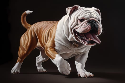 The bulldog spins around in circles trying to catch its tail, looking like a silly goofball.