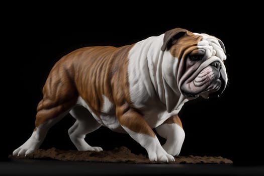 The bulldog spins around in circles trying to catch its tail, looking like a silly goofball.