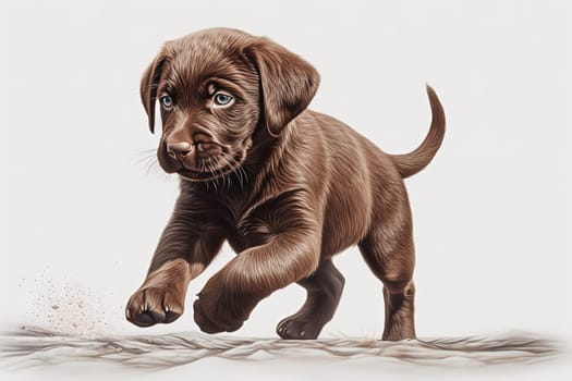 The brown Labrador puppy is spinning around in circles, trying to catch its own tail.