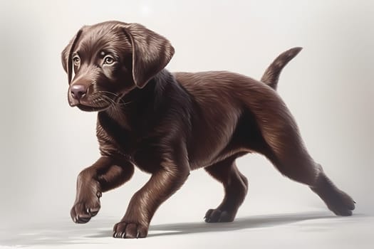 The brown Labrador puppy is spinning around in circles, trying to catch its own tail.