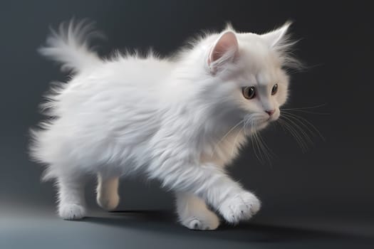 A silly little white kitten chases their tail in frenzied circles, determined to catch the elusive appendage.