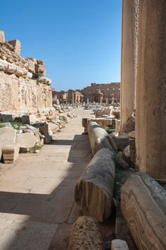 Archaeological site of Leptis Magna, Libya - 10/30/2006:  The Forum of Severe in the ancient Roman city of  Leptis Magna.
