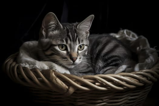 This little ball of fluff has found the perfect spot for a comfy nap - a warm basket snuggled up with a plush toy.