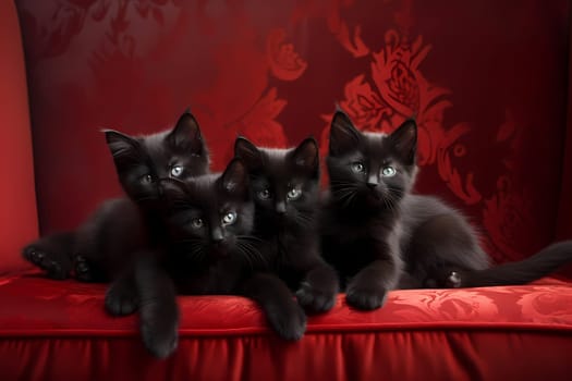 The kittens are snuggled up together, enjoying the warmth of the couch and each other's company.