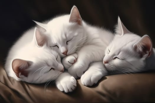 The kittens look so cozy curled up together, quietly sleeping.