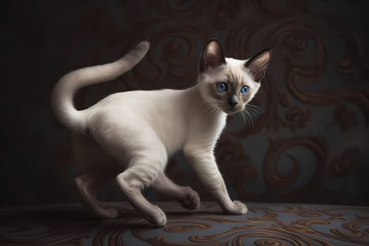 The energetic kitten runs in circles, determined to catch her own tail.