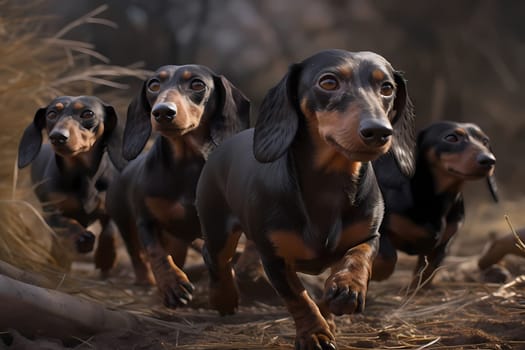 The determined dachshunds are short-legged but fast, sprinting as a group towards the finish line of the world's cutest race!