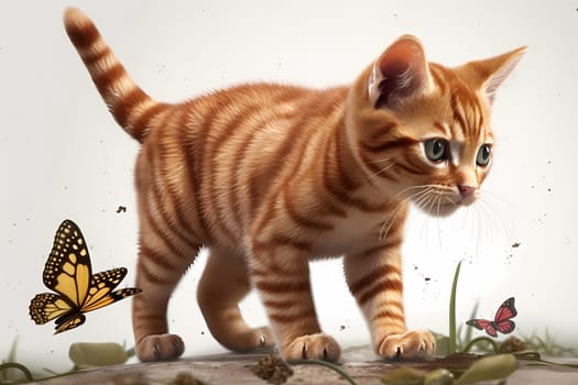 This tiny hunter is determined to catch the fluttering butterfly that's zigzagging through the air, darting and pouncing and having a blast.