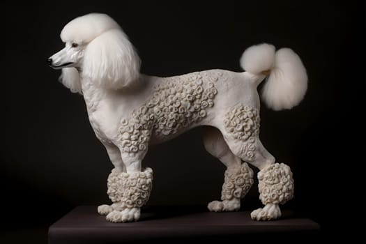 The poodle spins in circles, trying to catch its tail but to no avail.